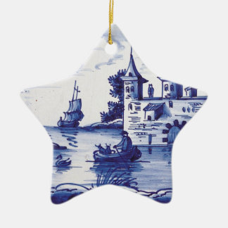 Dutch traditional blue tile ceramic tree decoration