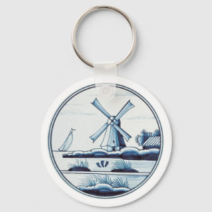 Dutch traditional blue tile key ring
