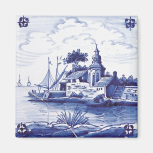 Dutch traditional blue tile magnet