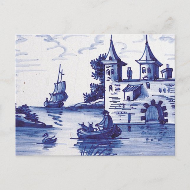 Dutch traditional blue tile postcard (Front)