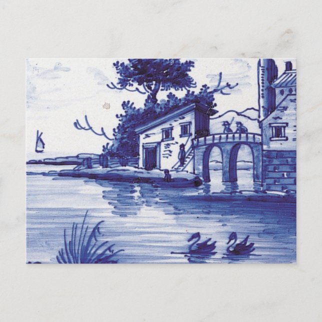 Dutch traditional blue tile postcard (Front)