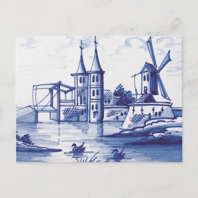 Dutch traditional blue tile postcard (Front)