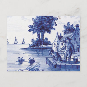 Dutch traditional blue tile postcard