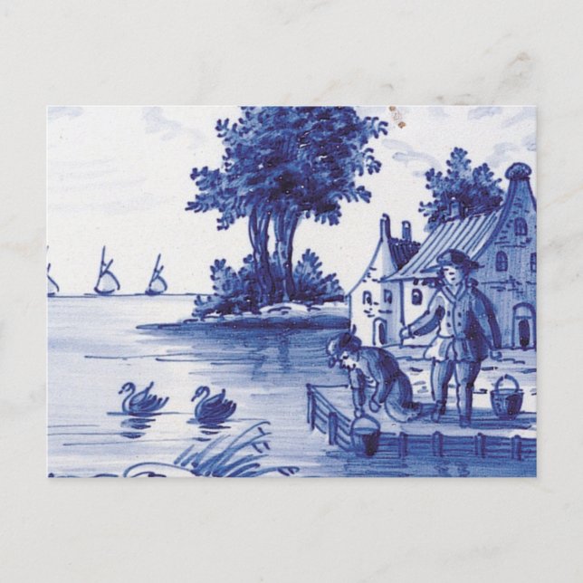 Dutch traditional blue tile postcard (Front)