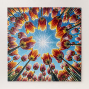 Dutch Tulip Garden In Sunshine Jigsaw Puzzle
