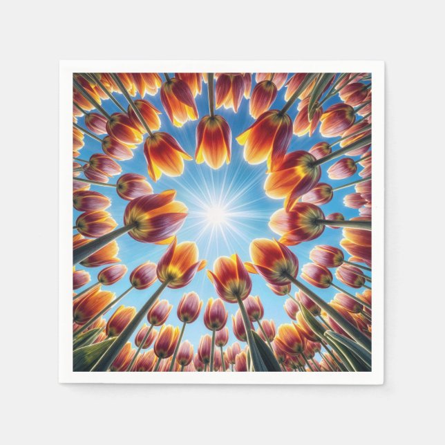 Dutch Tulip Garden In Sunshine Napkin (Front)