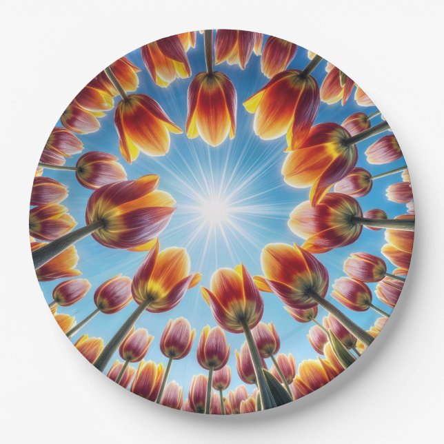Dutch Tulip Garden In Sunshine Paper Plate (Front)