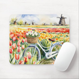 Dutch Tulips In Bike Basket Mouse Mat