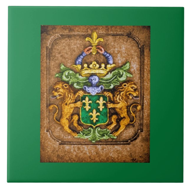 Dutch van Westervelt Family Coat of Arms c 1600 Tile (Front)