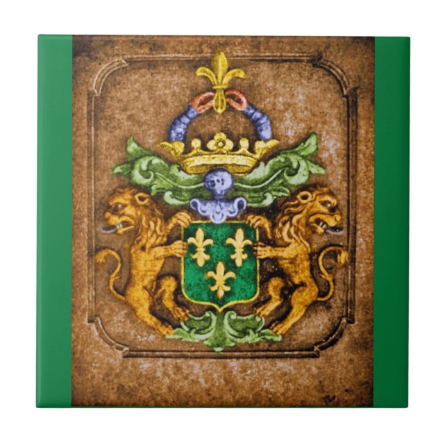 Dutch van Westervelt Family Coat of Arms c 1600 Tile (Front)