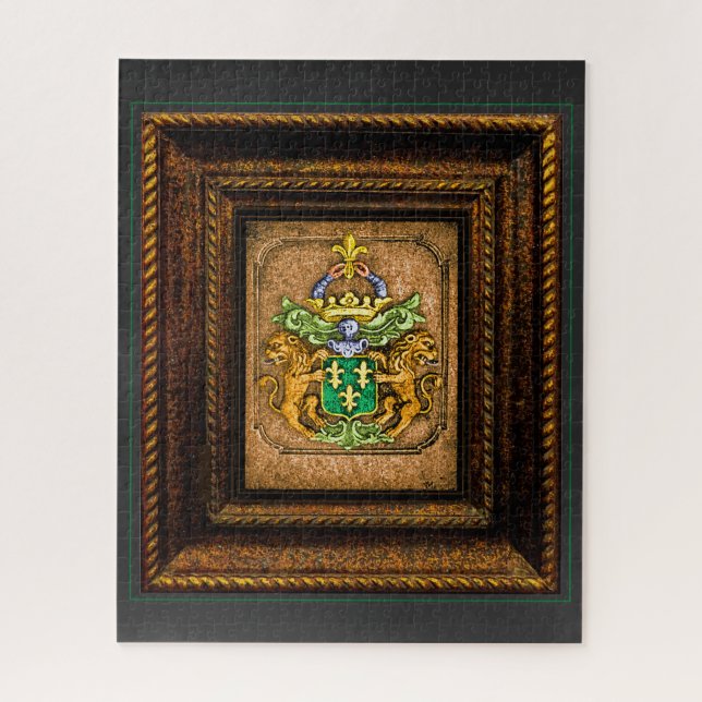 Dutch van Westervelt Family Coat of Arms framed Jigsaw Puzzle (Vertical)