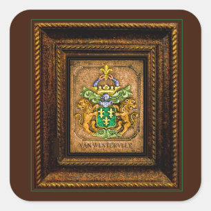 Dutch van Westervelt Family Coat of Arms framed Square Sticker