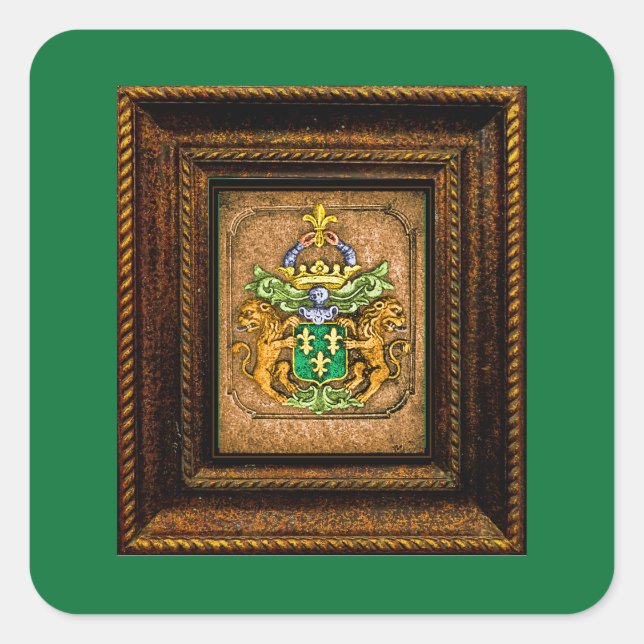 Dutch van Westervelt Family Coat of Arms Greeting  Square Sticker (Front)
