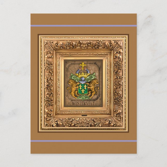 Dutch Van Westervelt Family Coat of Arms  Holiday Postcard (Front)