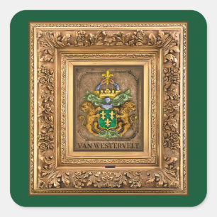 Dutch Van Westervelt Family Coat of Arms  Square Sticker