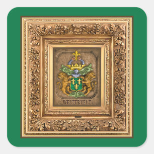 Dutch Van Westervelt Family Coat of Arms  Square Sticker