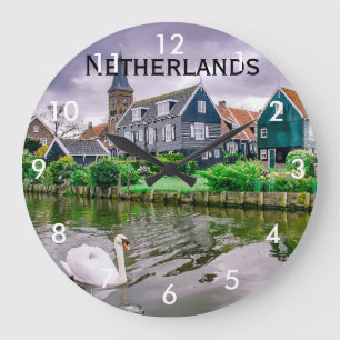 Dutch Village Marken in Netherlands Large Clock
