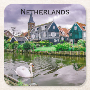 Dutch Village Marken Netherlands Square Paper Coaster