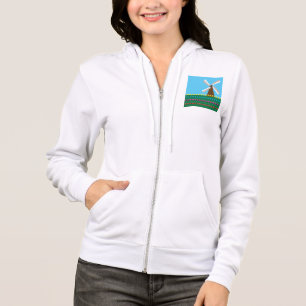 Dutch Windmill and Colorful Tulip Field Hoodie