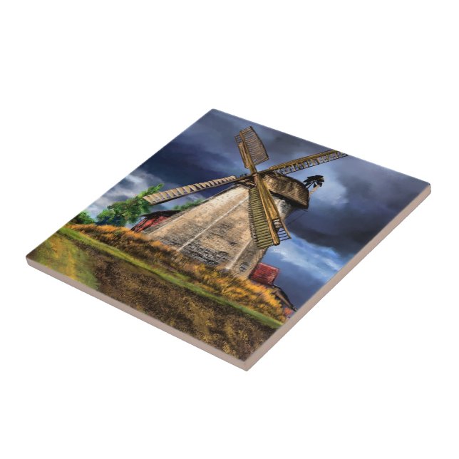 Dutch Windmill Ceramic Tile (Side)