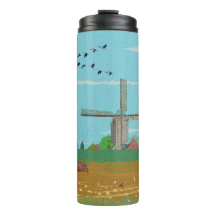 Dutch Windmill Countryside Landscape Netherland Thermal Tumbler