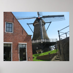 Dutch Windmill, Friesland, Holland Photo Poster