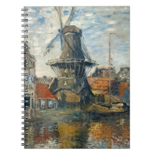 Dutch Windmill Harbor Impressionist Notebook