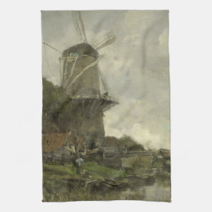 Dutch windmill, Jacob Maris Tea Towel