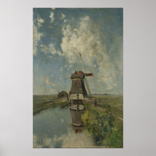 Dutch windmill on polder waterway Paul Gabriël Poster