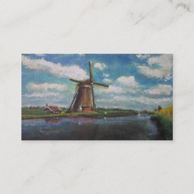 Dutch Windmill Painting Small Photo Card (Front)