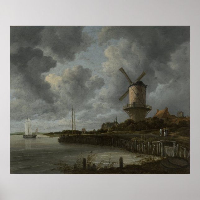 Dutch windmill Wijk bij Duustede, Ruisdael Poster (Front)