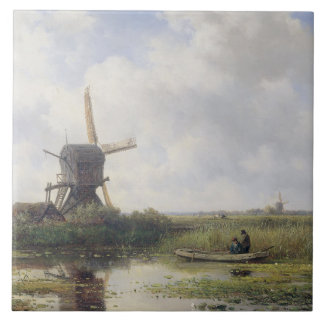 Dutch windmills near Gein river , Willem Roelofs Tile