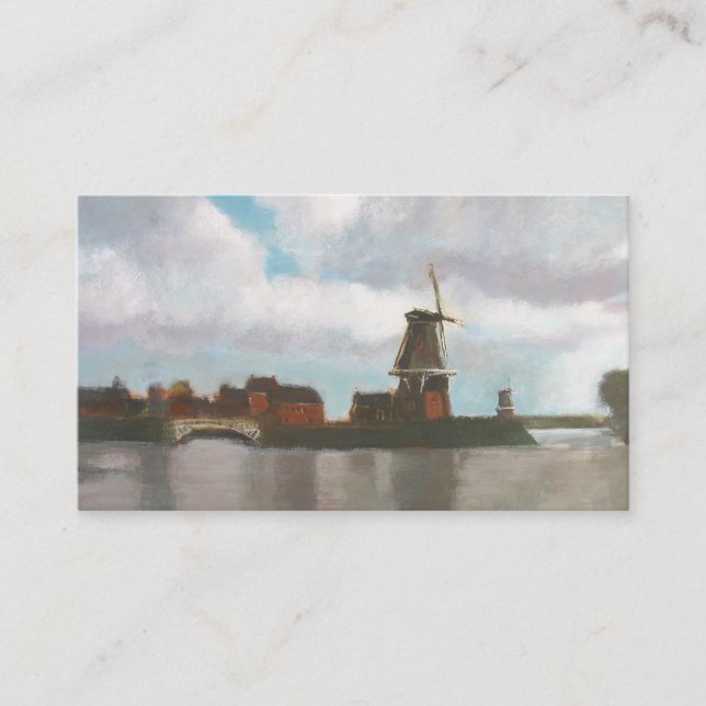 Dutch Windmills Painting Art Business Card (Front)