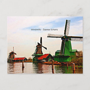 Dutch Windmills, Zaanse Schans, Holland Postcard