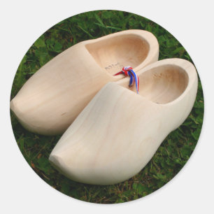 Dutch wooden clogs classic round sticker