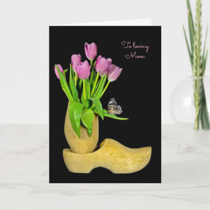 Dutch wooden shoes and tulips Mother's Day Card