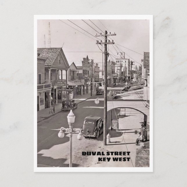 Duval Street Key West Vintage 1930s Postcard (Front)