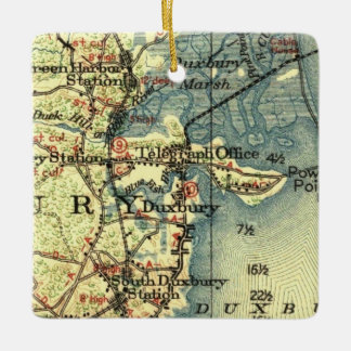 Duxbury MA Vintage Map Ceramic Ornament