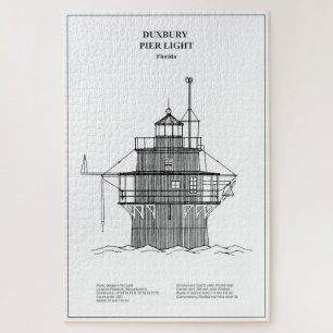 Duxbury Pier Light Lighthouse - Massachusetts -BD Jigsaw Puzzle