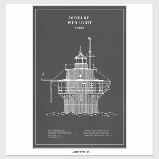 Duxbury Pier Light Lighthouse - Massachusetts – PD (Sheet)
