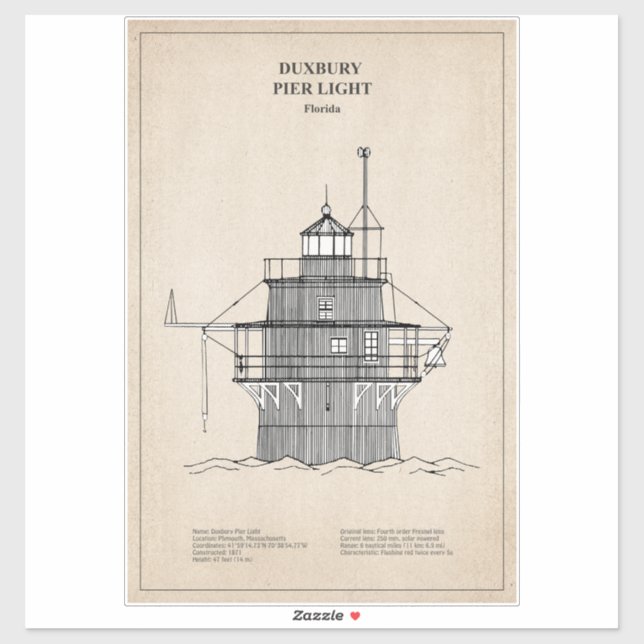Duxbury Pier Light Lighthouse - Massachusetts -SBD (Sheet)
