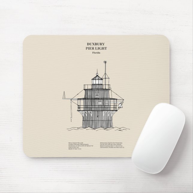 Duxbury Pier Light Lighthouse - Massachusetts -SBD Mouse Mat (With Mouse)