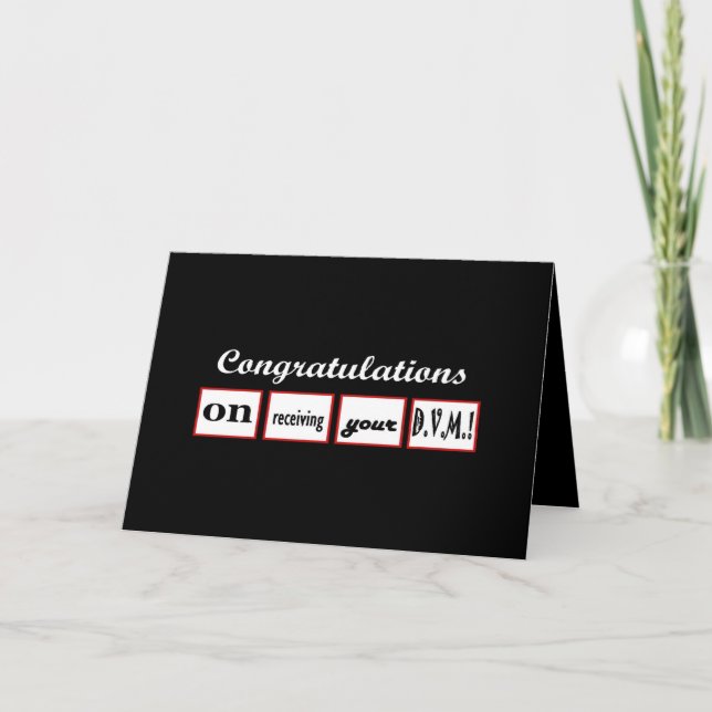 DVM Degree - CUSTOM NAME Congratulations - Card (Front)