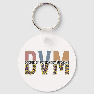 DVM Doctor of Veterinary Medicine Leopard Print Key Ring
