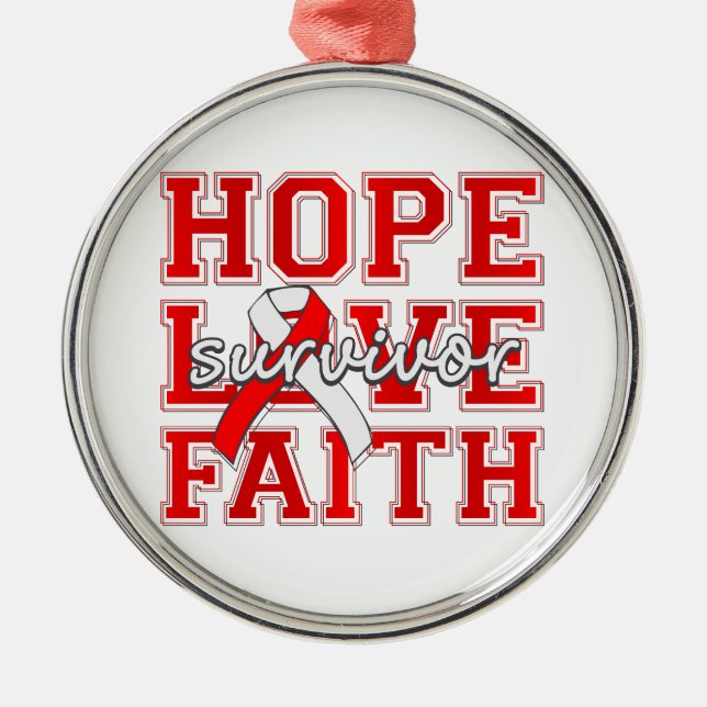 DVT ‎Hope Love Faith Survivor Metal Tree Decoration (Front)