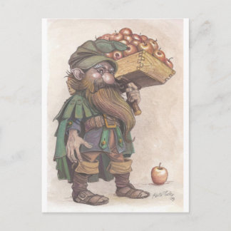 Dwarf carrying apples postcard