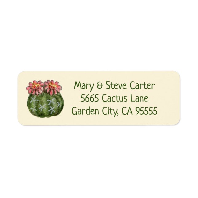 Dwarf Chin cactus address label (Front)