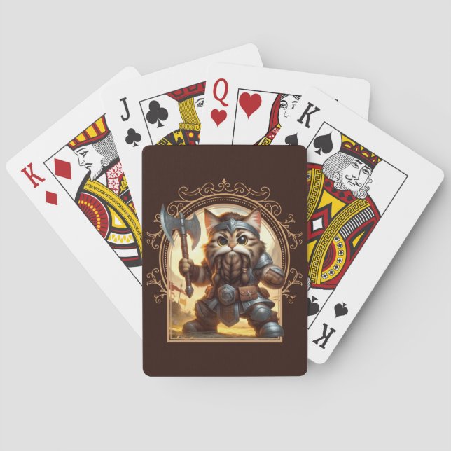 Dwarf Feline Fantasy Adventure Playing Cards (Back)