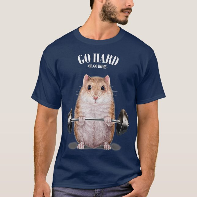 Dwarf Hamster Weightlifting in Fitness Gym T-Shirt (Front)