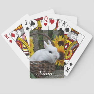 Dwarf Hotot Bunny Rabbit with Sunflowers Playing Cards